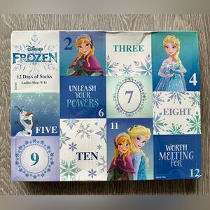 NEW Disney Girl's Frozen 12 Days of Socks Advent Calendar Box Shoe Size 4-10